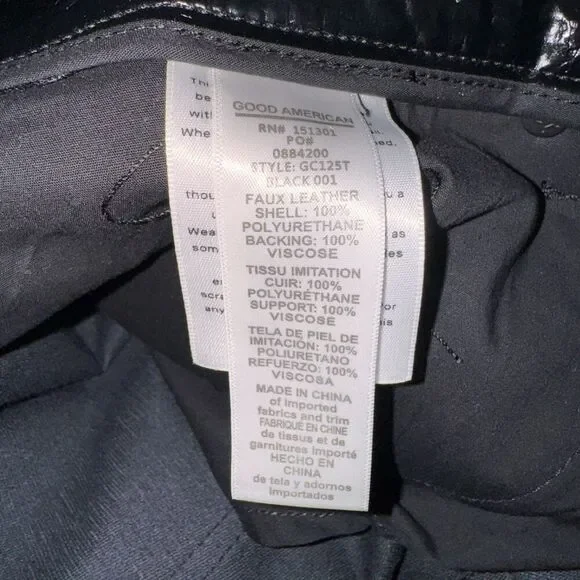 Good American Classic Faux Leather Straight Leg Pants Size 18 CrackledNEW